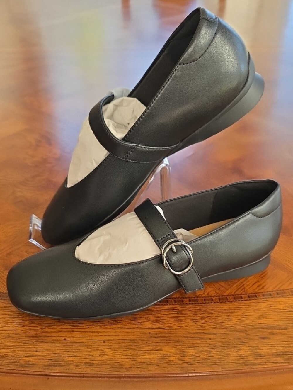 Clarks Collection Jazmynn Iris Black Mary Jane Loafers with Silver Buckle - NEW - Picture 9 of 10